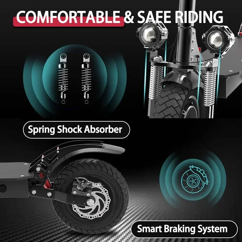 AJOOSOOS Electric Scooter 60V 3200W Powerful Dual Motor Foldable Scooter Electric Dual Shock Absorption E Scooter for Adults