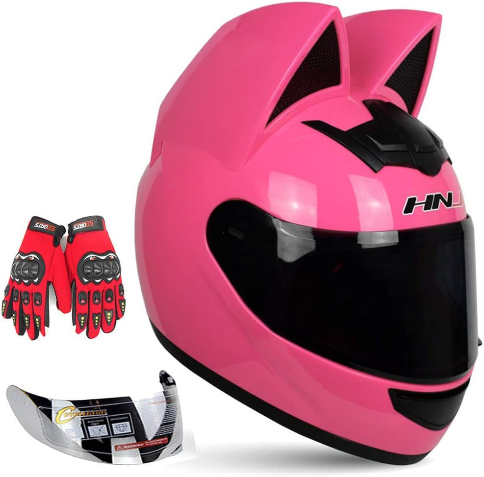 Personalized Cool Cat Ear Electric Motorcycle Helmet Winter Full Helmet Men and Women Racing Shaped Motorcycle Helmet