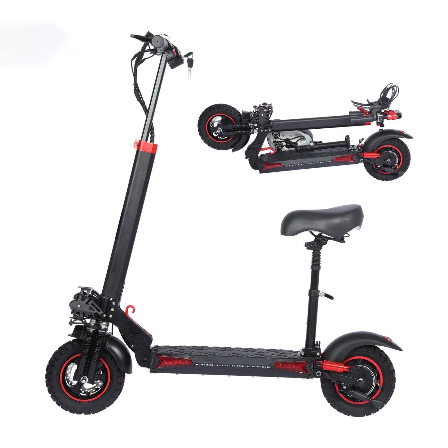 1200W Foldable Adult Electric Scooter with Seat, 11'' Off-Road Tires, 48V 21Ah Battery, Dual Suspension Commuting E-Scooter