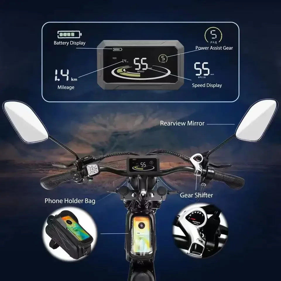 Electric Bicycle 2000W Powerful Dual Motor 52V 40Ah Dual Battery Q20 Ebike Motorcycle Mountain 20X4.0 Fat Tire Electric Bike