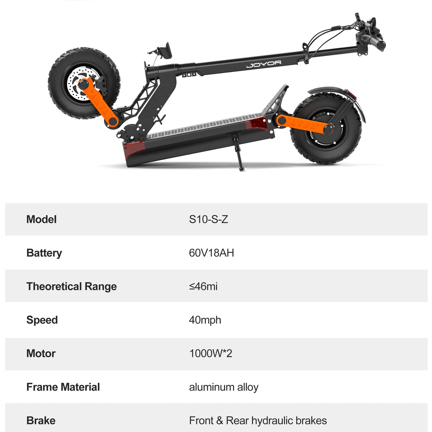 JOYOR S10S-Z Electric Scooter 2*1000W Dual Drive Super Endurance Cruise Function Foldable Shock-Absorbing Electric Scooter