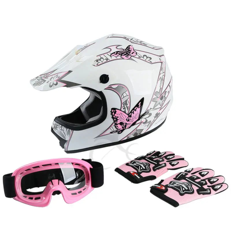 DOT Motorcycle Youth Kids Child Helmet Full Face Motocross Casco Moto Off-Road Street Goggles Gloves Bike Helmets ATV Capacete