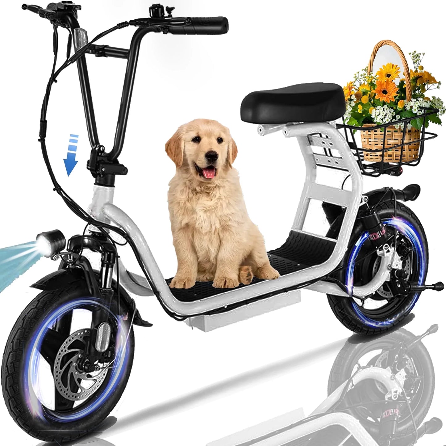 Hoteel Peak 819W Electric Scooters for Adults, 25 Miles Range, 20MPH Top Speed, Foldable Electric Scooter with Seat, Dual Shock Absorbing Electric Bike for Commuting