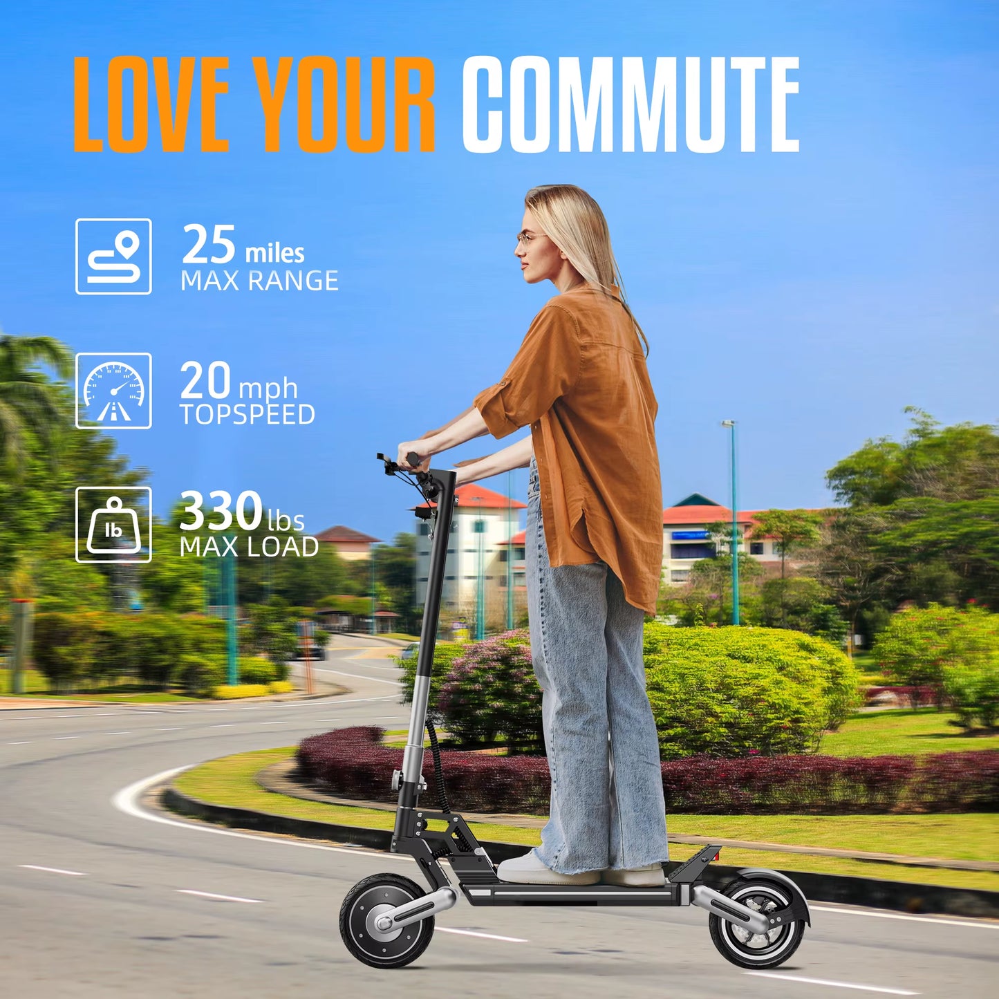 Foldable Electric Scooter ,48V 800W Motor E-Scooter,Range 25 Miles,20 Mph, Load 330Lbs Electric Scooter for Heavy Adults