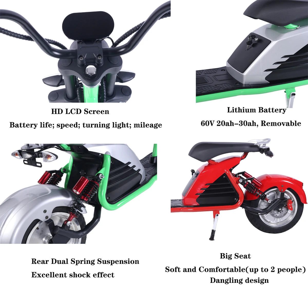 Adult Electric Motorcycle 3000W Motor Max Speed 70 KM/H 18 Inch Fat Tire 60V30AH Mileage 60-80KM 2 Wheel E Scooter