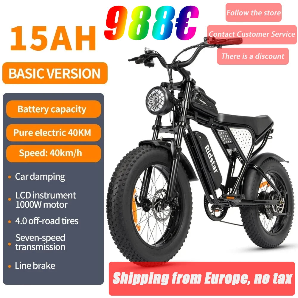 Electric Bicycle 2000W Powerful Dual Motor 52V 40Ah Dual Battery Q20 Ebike Motorcycle Mountain 20X4.0 Fat Tire Electric Bike