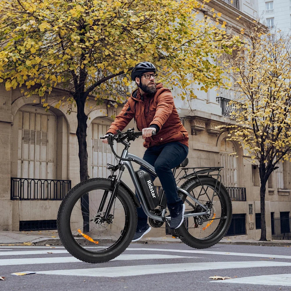 750W Mountain Electric Bicycle 48V 15Ah Removable Battery E-Bike,26" Fat Tire Electric Bike for Adults, Shimano 21 Speed Front Suspension Electric Bicycle UL2849