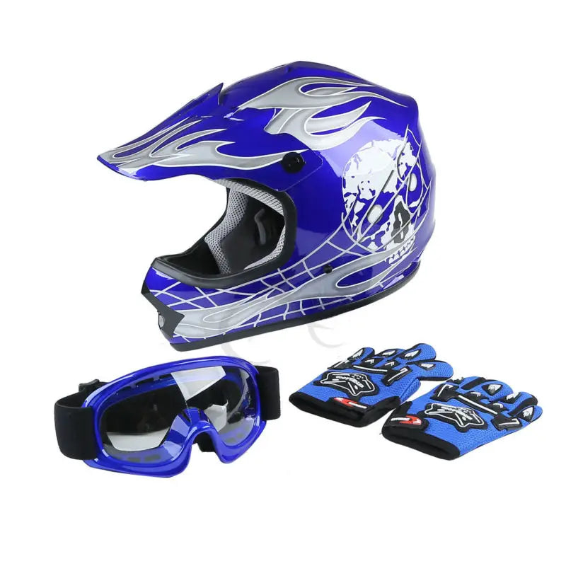 DOT Motorcycle Youth Kids Child Helmet Full Face Motocross Casco Moto Off-Road Street Goggles Gloves Bike Helmets ATV Capacete