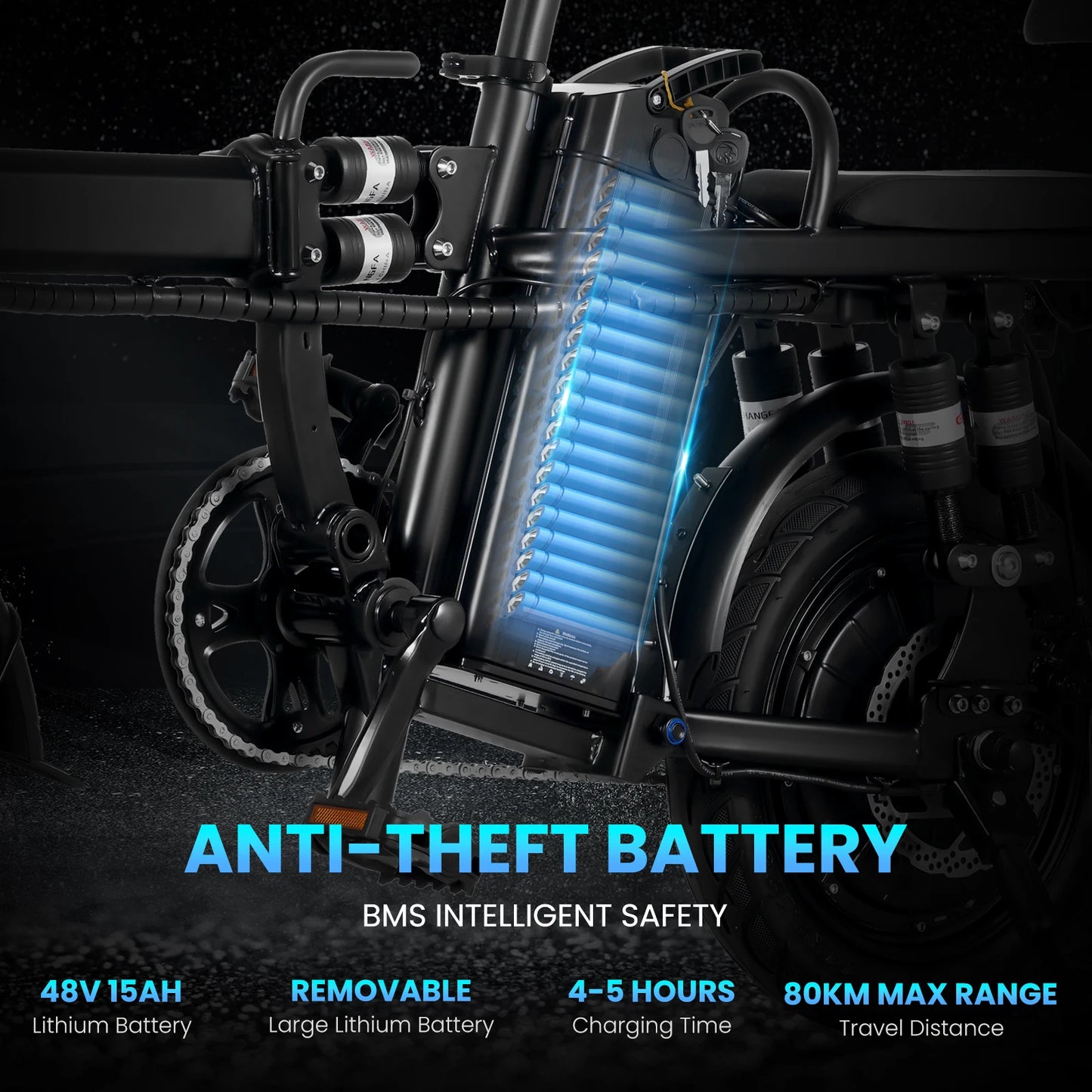 A9 Foldable Electric Bicycle 500W LED Display 3 Modes 14Inch Vacuum Tire