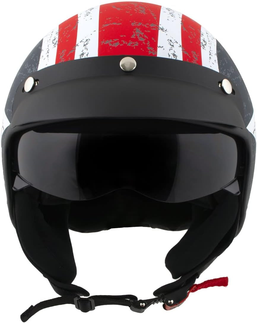 Milwaukee Helmets MPH9701DOT Maverick 3/4 Open Face Stars and Stripes Motorcycle Biker DOT Helmet - Large