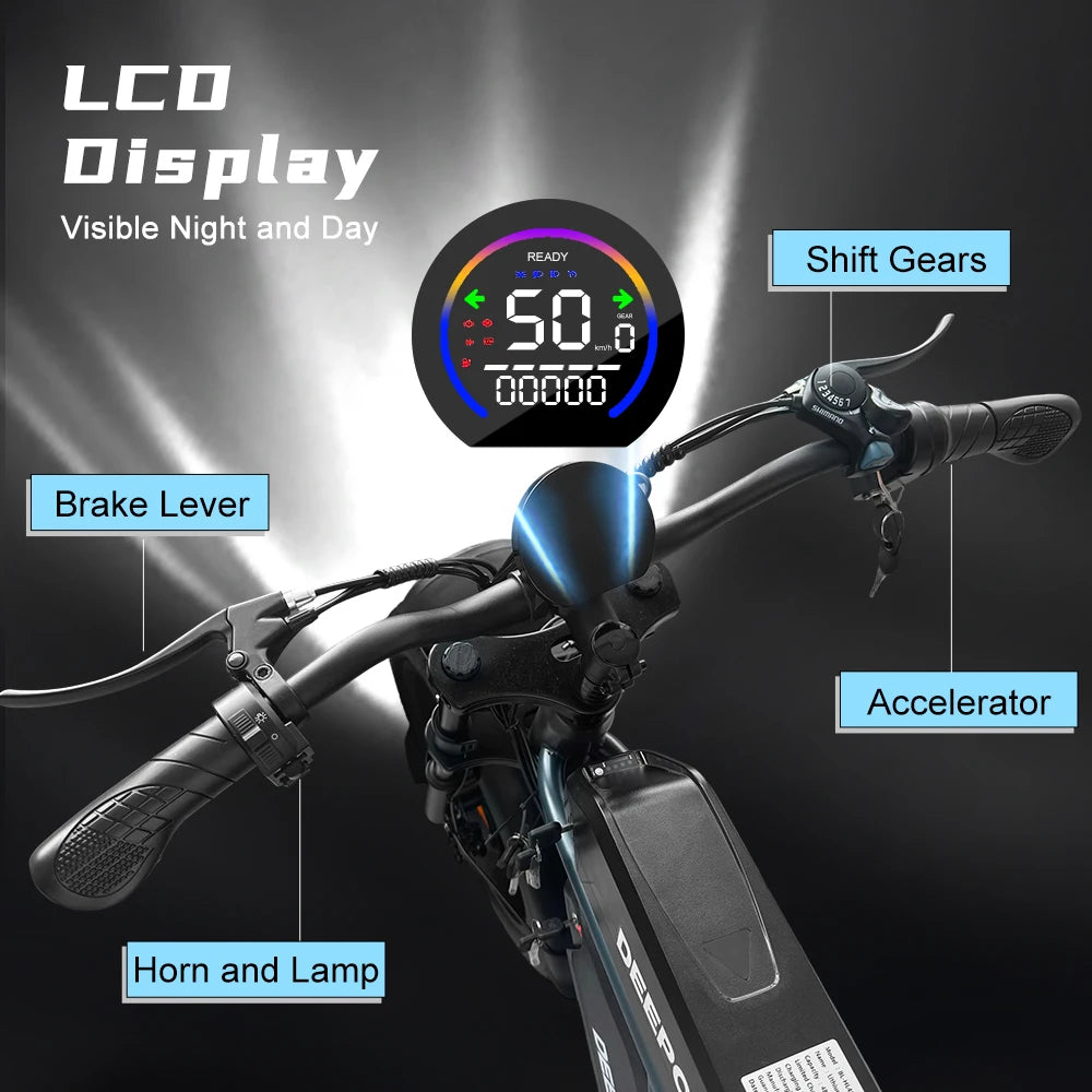 1000W 48V 60AH Adult Ebike Electric Bike Mountain Max 55KM/H Speed 20Inch Fat Tire Cycling Bicycle Electric Bicycle Off-Road