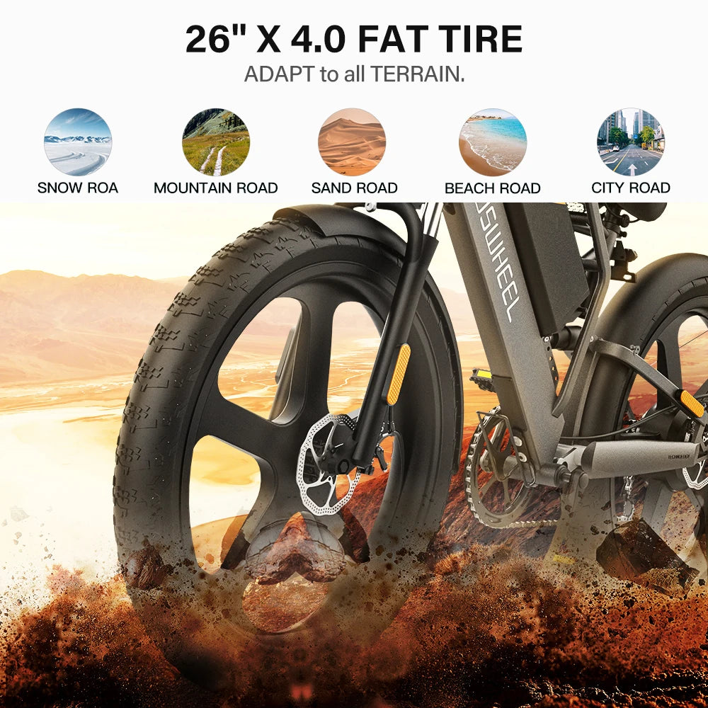 T26 Electric Bike 48V 25AH 1500W 55Km/H Motorcycle City Commutin Fat Tire Bike Cycling Adult Electric Bicycle Electric Electric