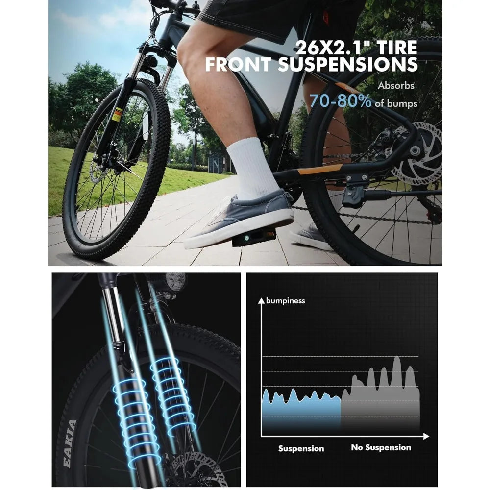 Adult Electric Bicycle -21 Speed Mountain Light Electric Bicycle, Equipped with Peak 750W 22MPH Brushless Motor, 375Wh