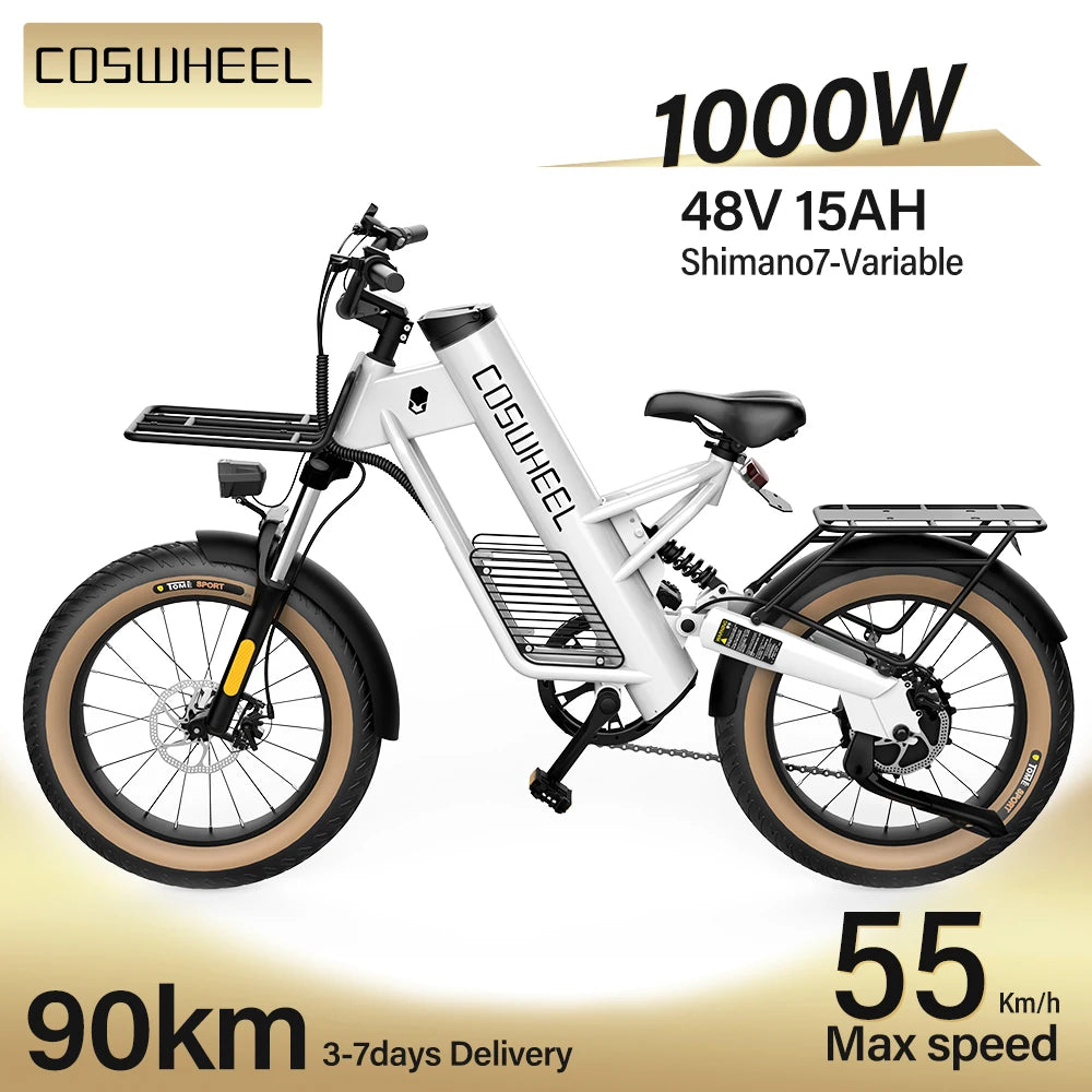 Coswheel M20 Electric Bike Electrical Bicycle for Adult 1000W Ebike 20 Inch Tire 48V 20AH Battery Outdoor Road Snow Bike Cargo