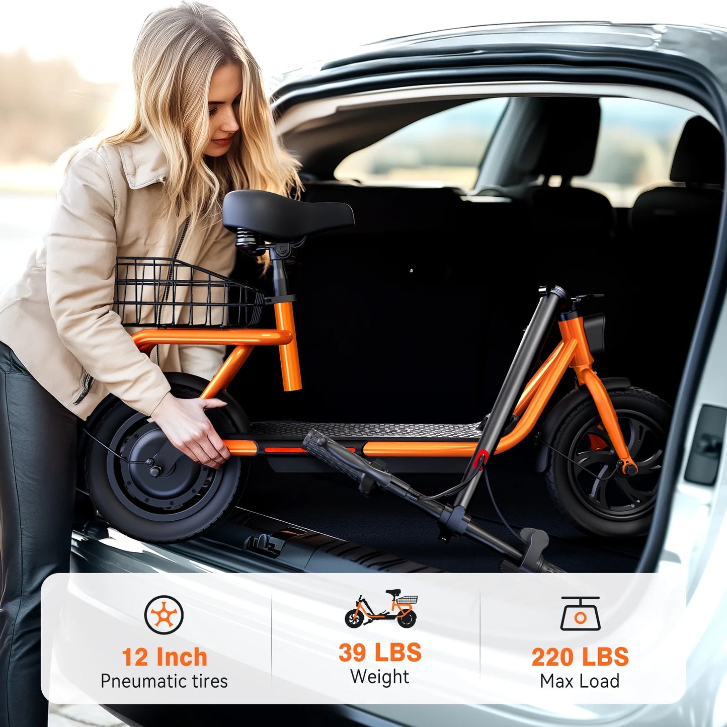 SISIGAD Electric Scooter for Adults with Seat, 30 Miles Long Range & 16 Mph Power by 500W Motor, 12" Pneumatic Tire & Height Adjustable Seat