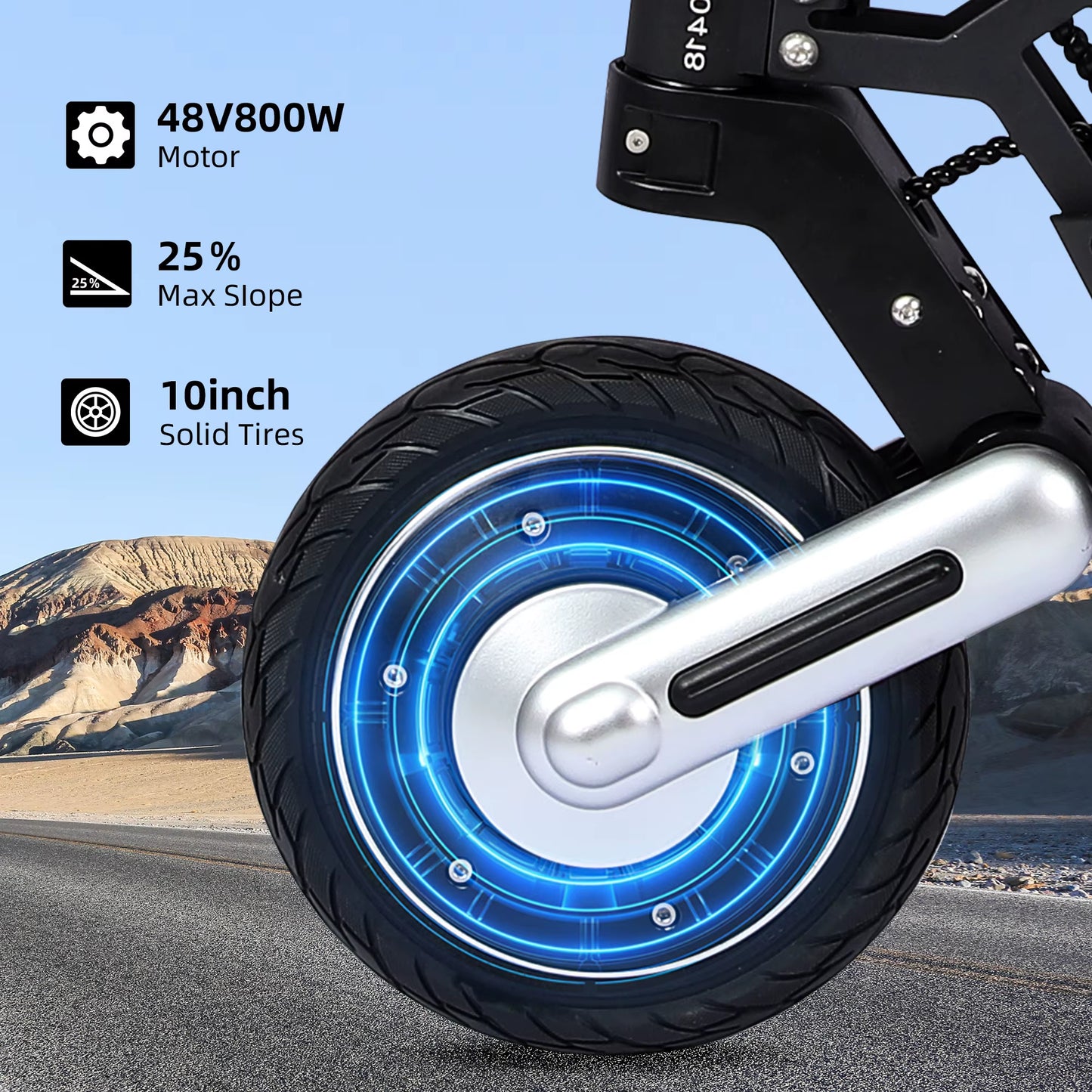 Foldable Electric Scooter ,48V 800W Motor E-Scooter,Range 25 Miles,20 Mph, Load 330Lbs Electric Scooter for Heavy Adults