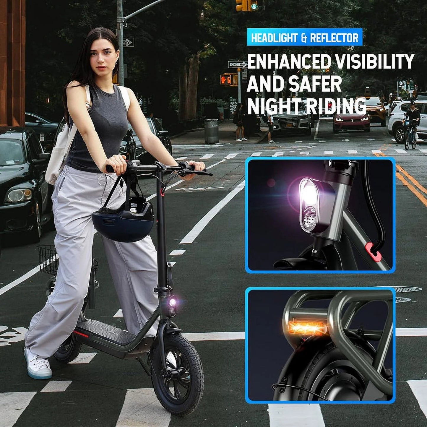 SISIGAD Electric Scooter for Adults with Seat, 30 Miles Long Range & 16 Mph Power by 500W Motor, 12" Pneumatic Tire & Height Adjustable Seat
