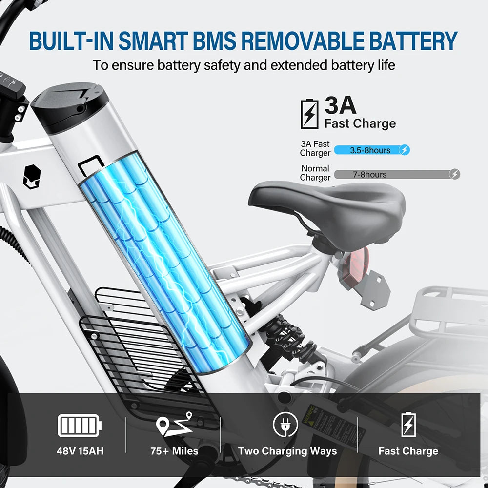 Coswheel M20 Electric Bike Electrical Bicycle for Adult 1000W Ebike 20 Inch Tire 48V 20AH Battery Outdoor Road Snow Bike Cargo