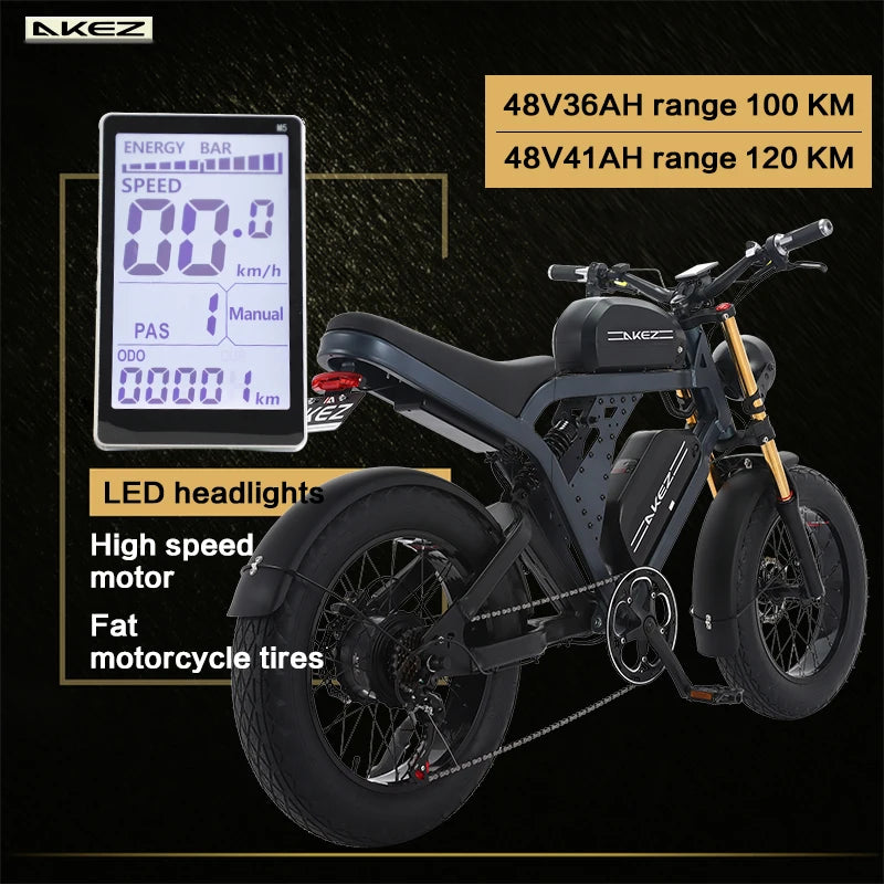 Electric Bicycle 1500W 2000W 4000W 48V High Power Electric Mountain Bike 36/41AH Dual Battery Electric Motorcycle Adult E-Bike