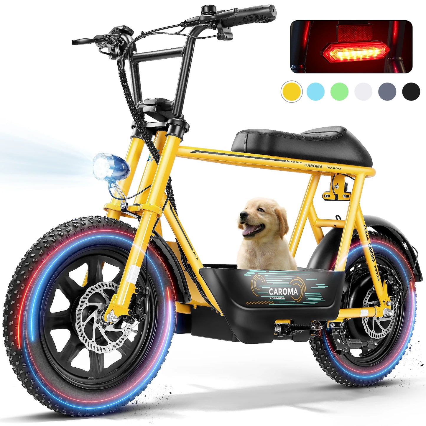 Peak 819W Electric Scooters with Seat for Adults, 16" Fat Tire for All-Terrain, Commuter Ebike for Teens, with Carry Basket
