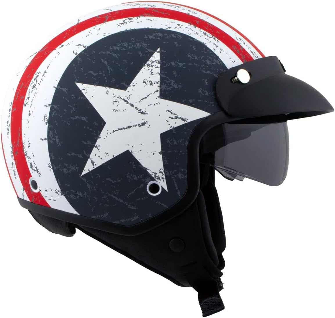 Milwaukee Helmets MPH9701DOT Maverick 3/4 Open Face Stars and Stripes Motorcycle Biker DOT Helmet - Large