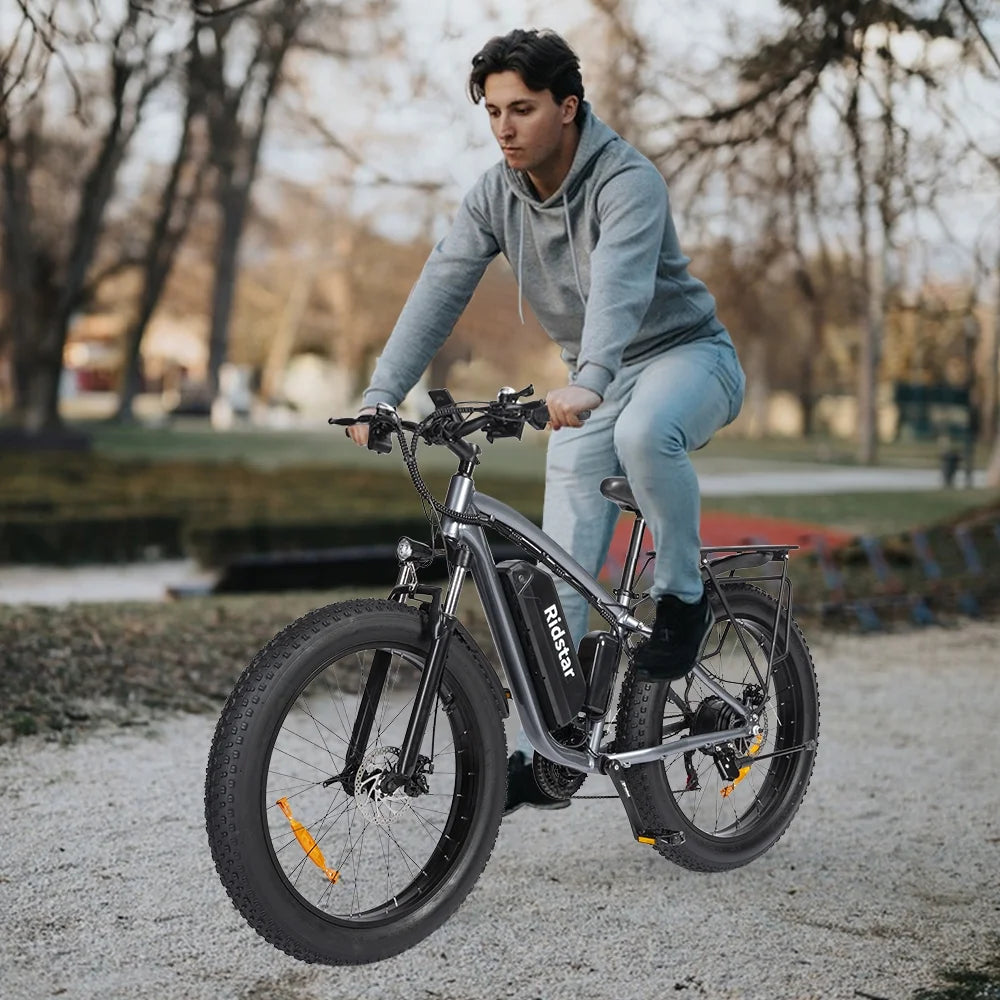 750W Mountain Electric Bicycle 48V 15Ah Removable Battery E-Bike,26" Fat Tire Electric Bike for Adults, Shimano 21 Speed Front Suspension Electric Bicycle UL2849