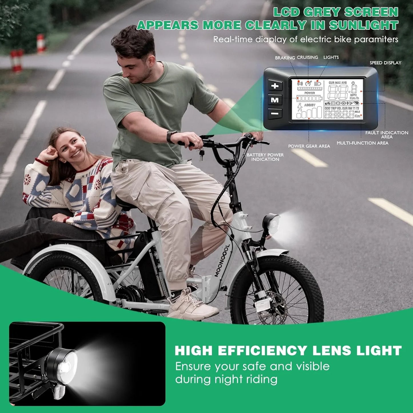 ABORON 20" Fat Tire Electric Trike 750W 48V Motorized Folding Commute E-Bike for Adult, Foldable 3 Wheel Electric Bicycle Trike for Senior Women with Front & Rear Basket, UL2849