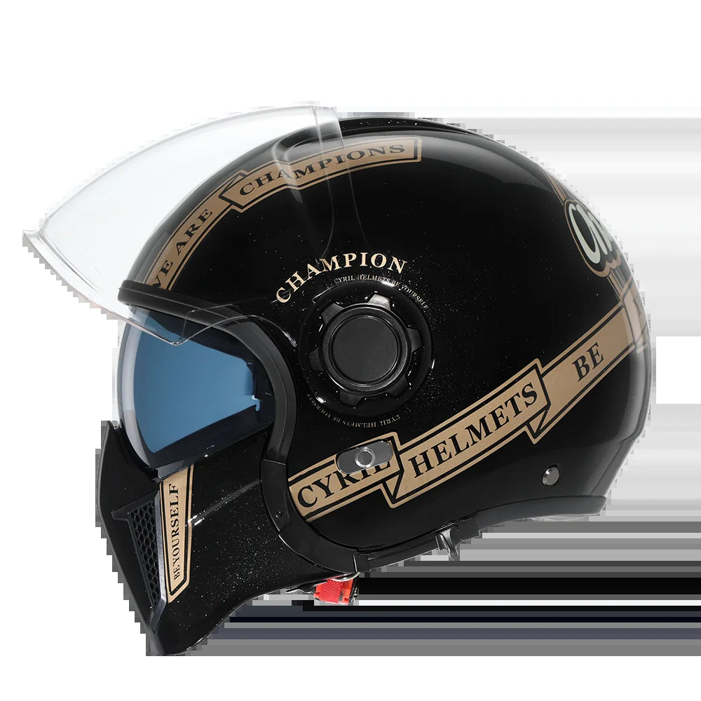 Full Face Motorcycle Helmet Retro Moto Helmets with Double Visors DOT ECE APPROVED CYRIL OP12A Adults Modular Open Face Helmet