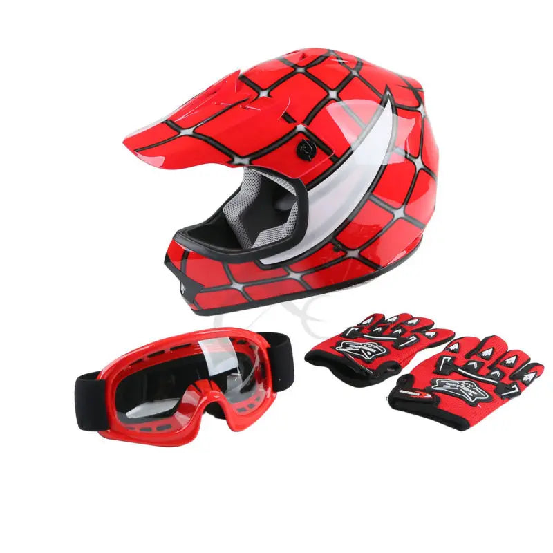 DOT Motorcycle Youth Kids Child Helmet Full Face Motocross Casco Moto Off-Road Street Goggles Gloves Bike Helmets ATV Capacete