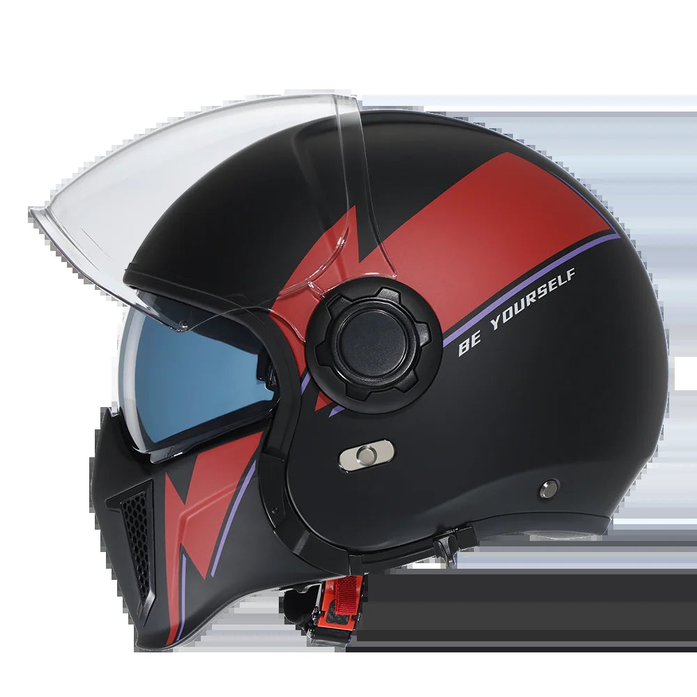 Full Face Motorcycle Helmet Retro Moto Helmets with Double Visors DOT ECE APPROVED CYRIL OP12A Adults Modular Open Face Helmet