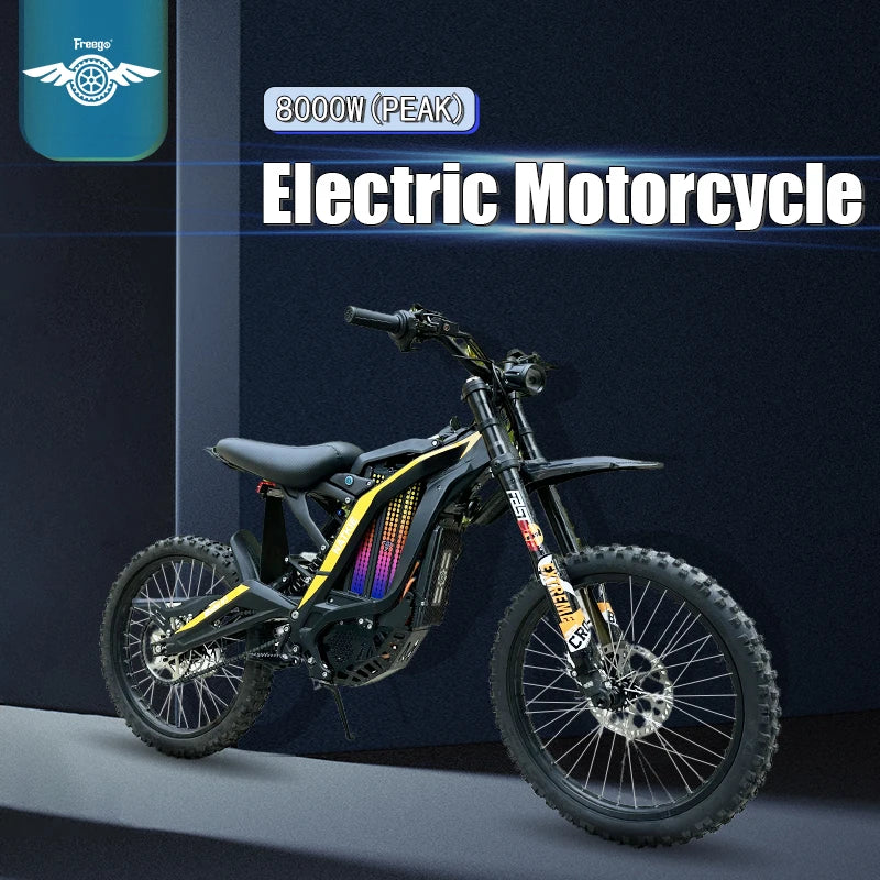 Freego Electric Motorcycle for Adults Electric Mountain Dirt Bike 8000W(Peak) Motor 72V 30Ah Removable Battery 19" X2 Tire