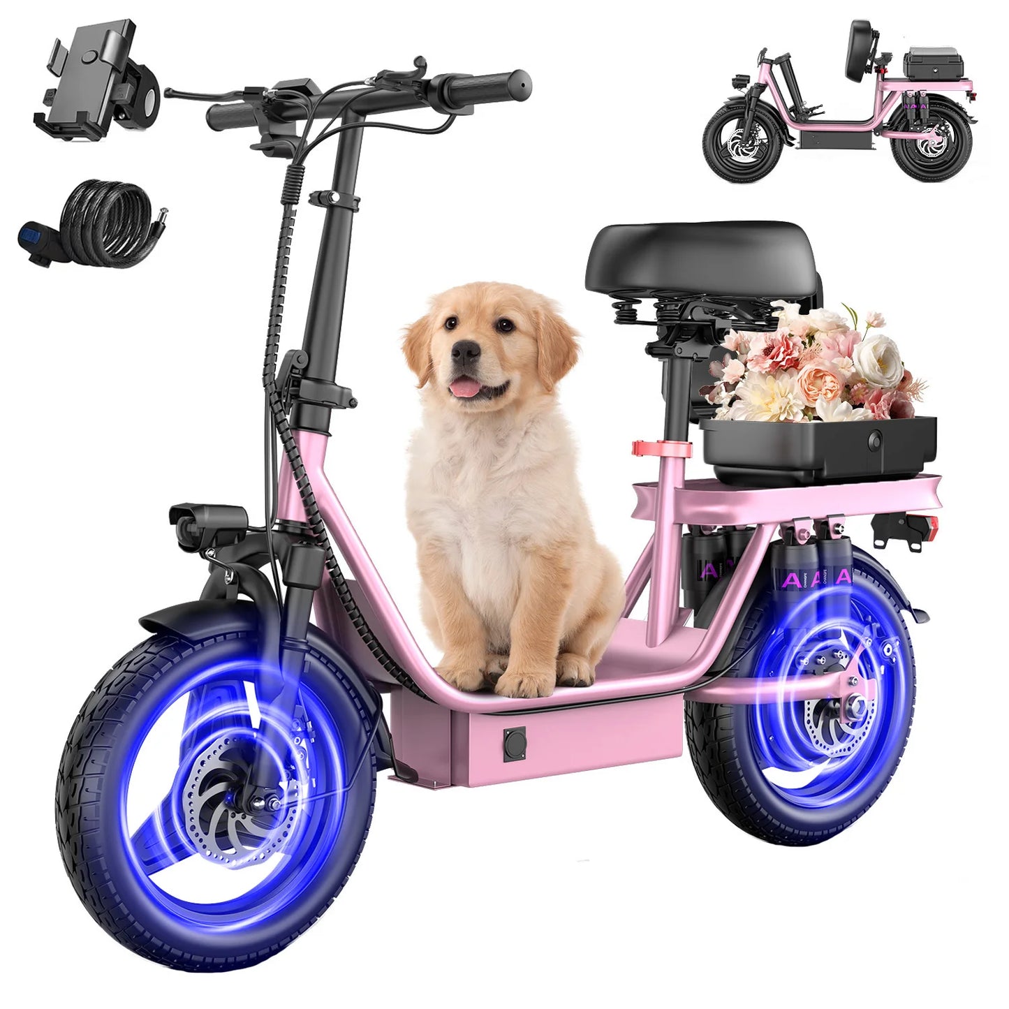 Electric Scooter for Adults, 700W Peak Motor, 48V 15Ah Battery,300Lbs Max Load,Foldable Commuting Motor Scooter Adjustable Seat