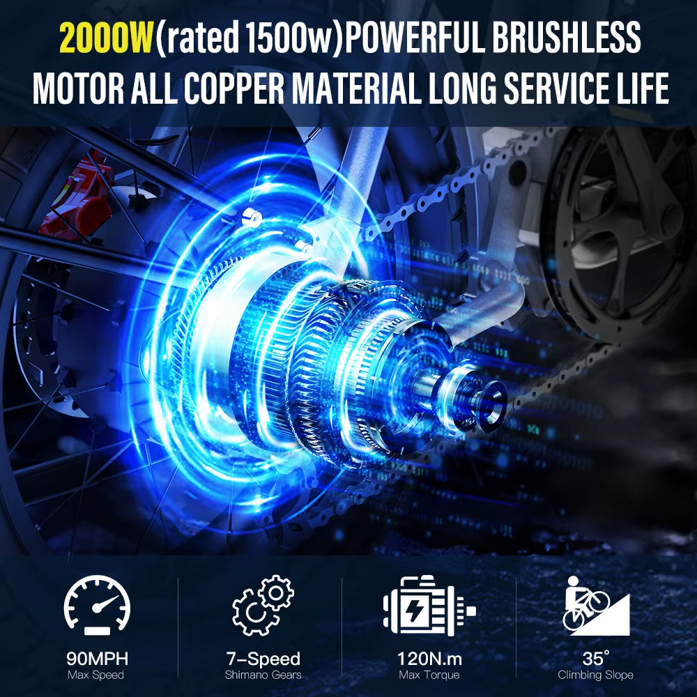 Coswheel Electric Bike CT20S 2000W Motorcyle Drit Bike Ebike 20 Inch Fat Tire Bicycle 60V 27.5AH Bikes Adult Electric Bicycle