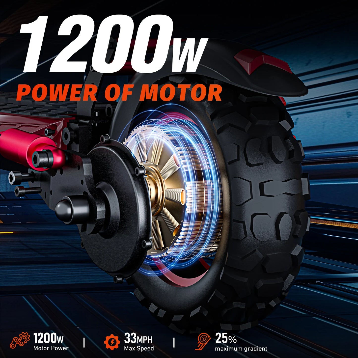 Foldable 1200W Electric Scooter with Seat for Adults, 11'' Off-Road Tires, Dual Brake and Suspension System Commuter E-Scooter