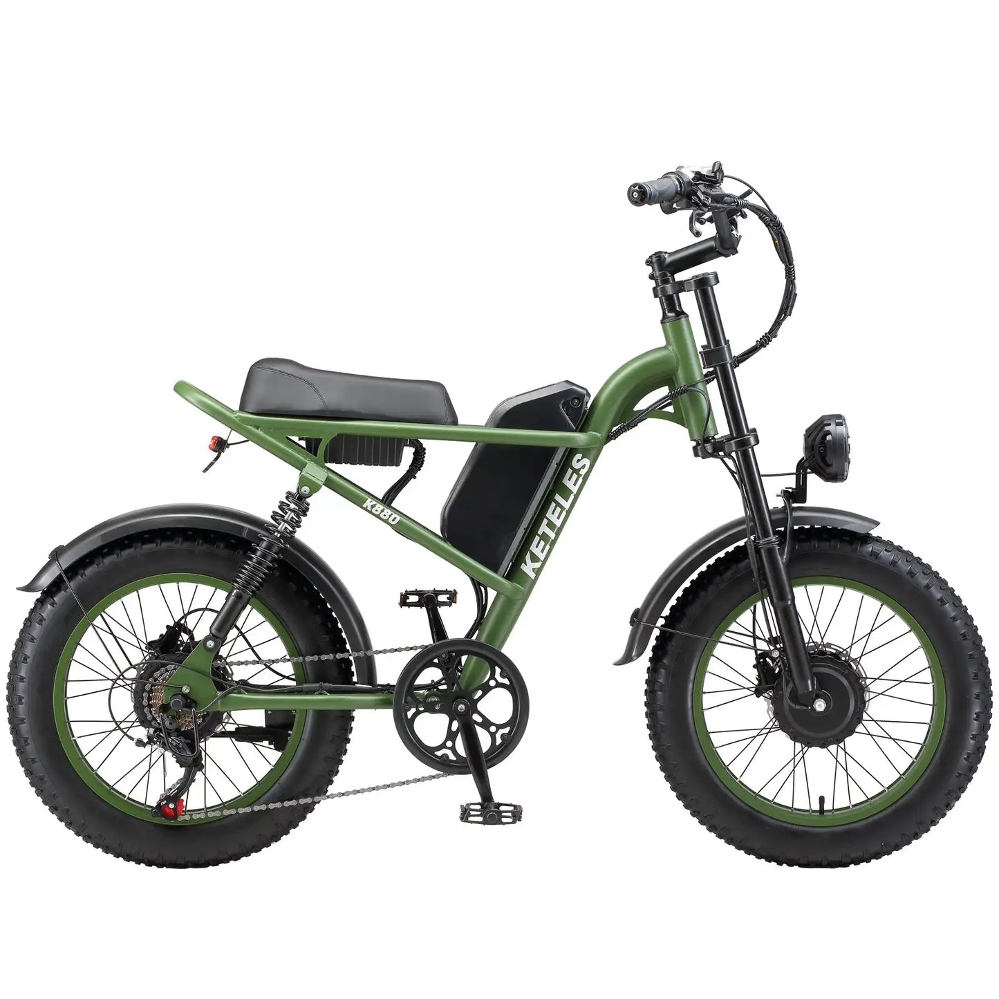 KETELES K880 Adult Electric Motorcycle, 2000W Motor, 23AH/17.5AH Battery, 7-Speed, 20'' Fat Tire Electric Bike