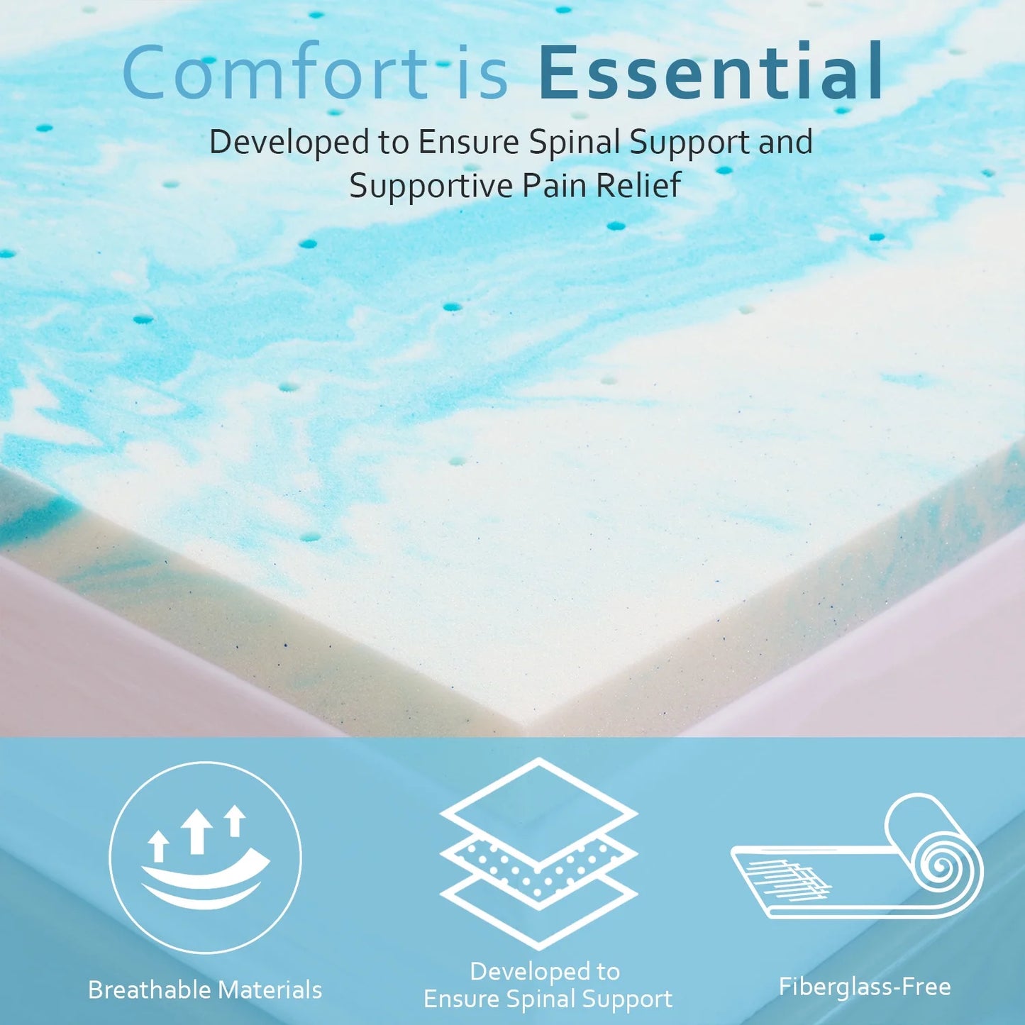 2 Inch Mattress Topper, Queen Gel Memory Foam Mattress Topper in a Box