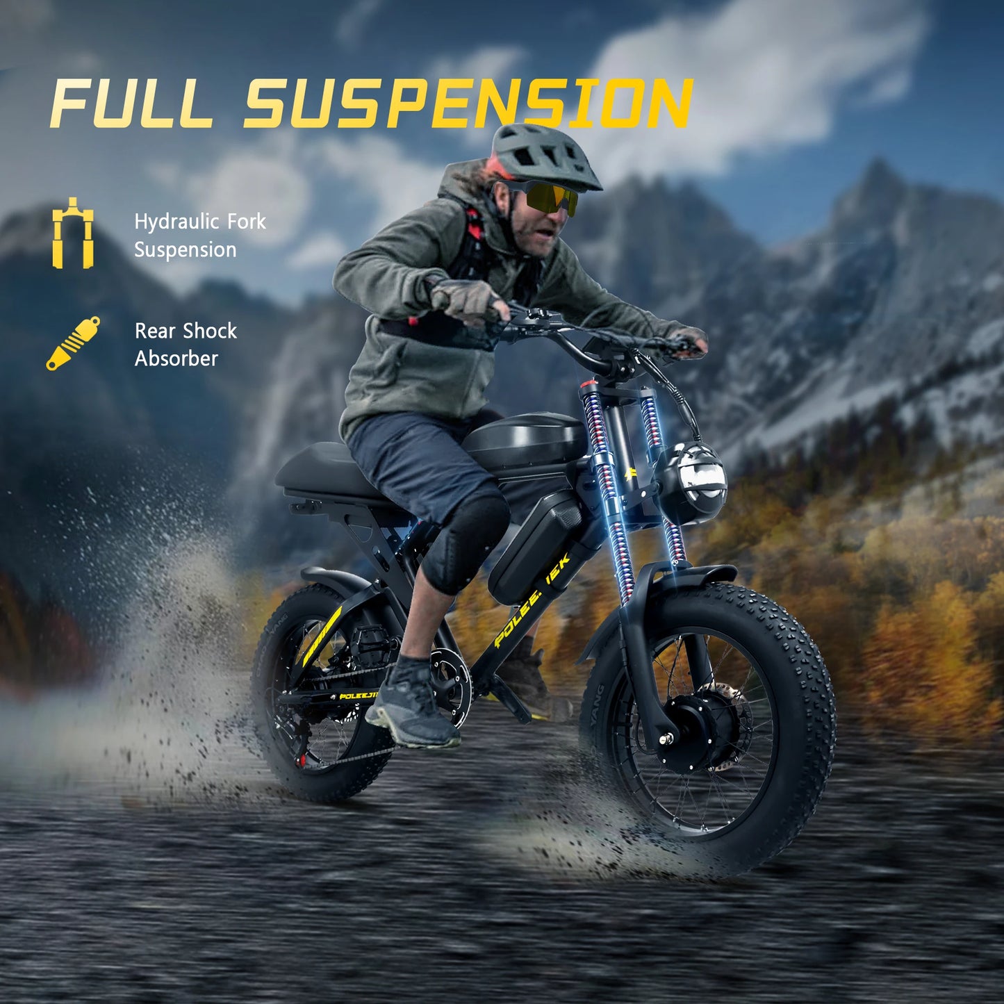 3000W 40MPH Electric Bike with 25.6Ah Battery 20"×4"Fat Tire Ebike for Adults 100Miles Electric Bicycles