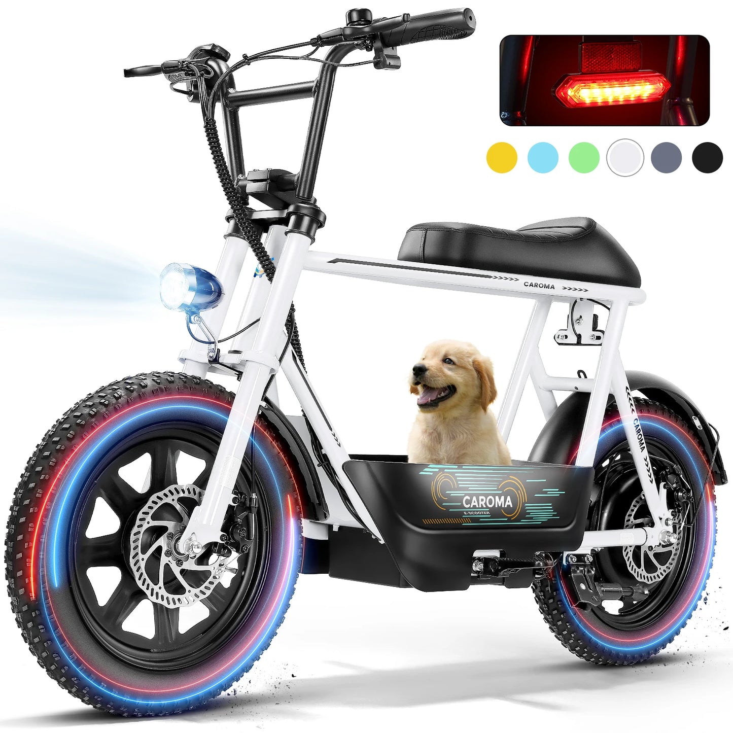Peak 819W Electric Scooters with Seat for Adults, 16" Fat Tire for All-Terrain, Commuter Ebike for Teens, with Carry Basket