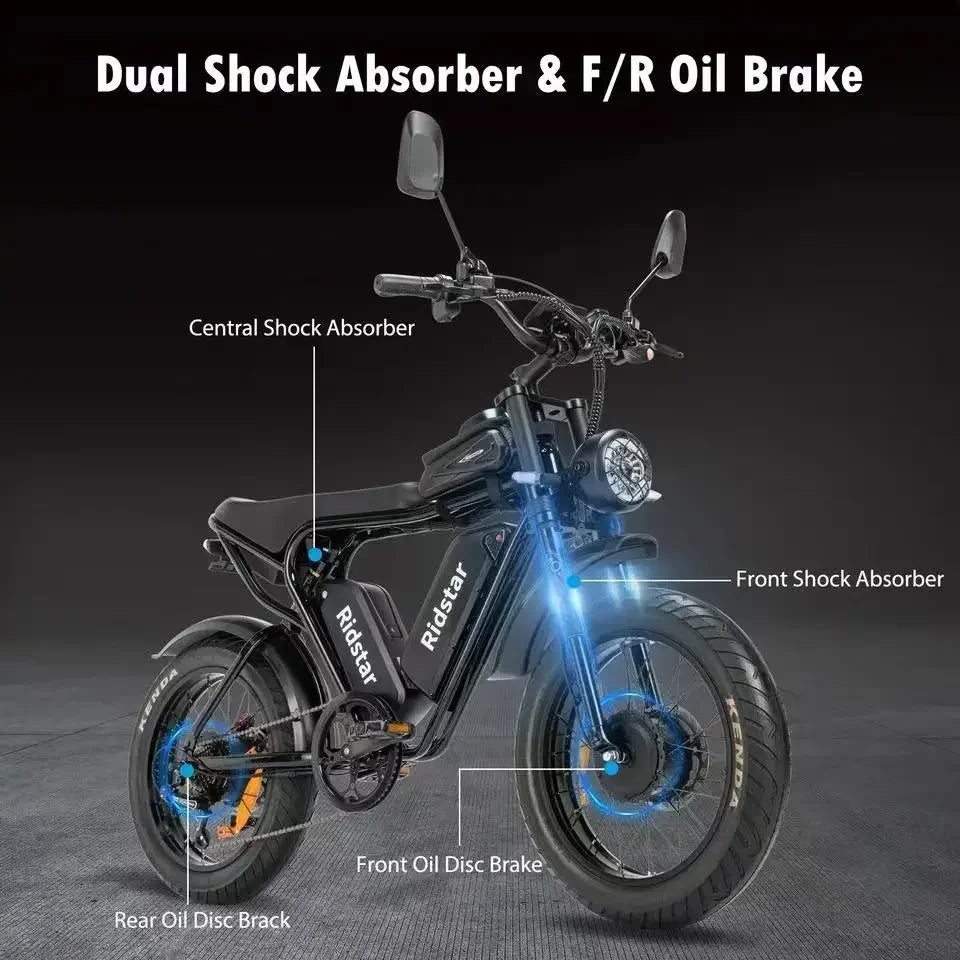 Electric Bicycle 2000W Powerful Dual Motor 52V 40Ah Dual Battery Q20 Ebike Motorcycle Mountain 20X4.0 Fat Tire Electric Bike