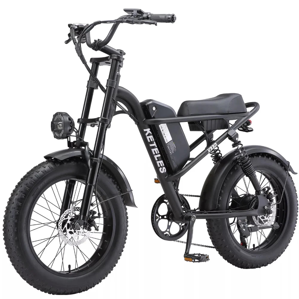 KETELES K880 Adult Electric Motorcycle, 2000W Motor, 23AH/17.5AH Battery, 7-Speed, 20'' Fat Tire Electric Bike