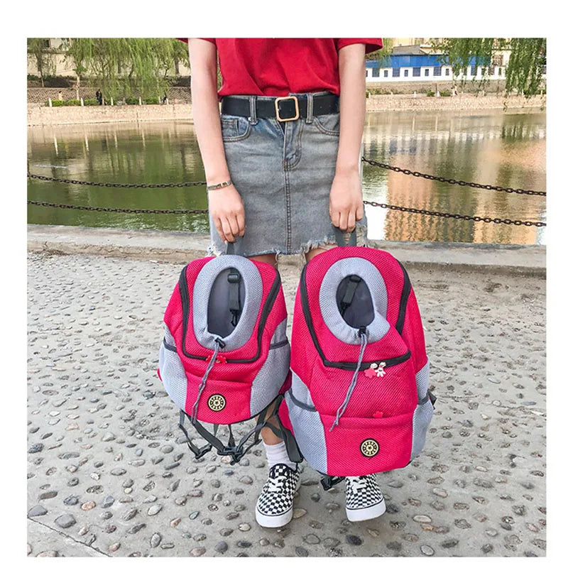 Outdoor Pet Dog Carrier Bag Portable Travel Backpack Front Bag Double Shoulder Mesh Backpack Head Carrying Bags For Cat