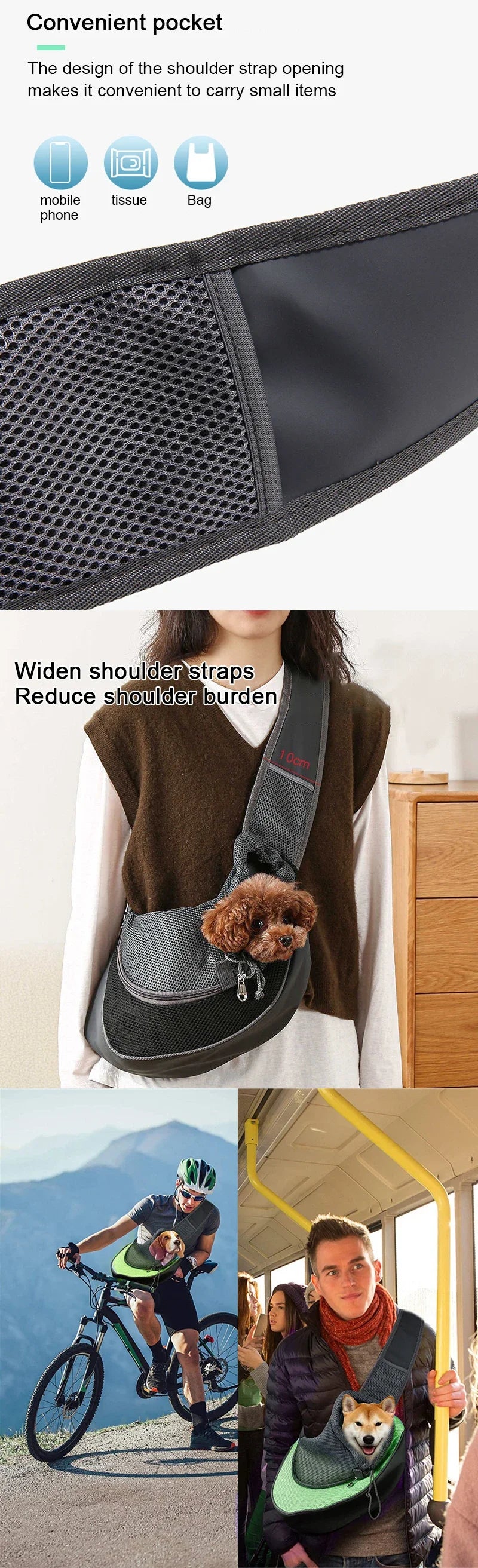 Travel Tote Shoulder Bag Mesh Sling