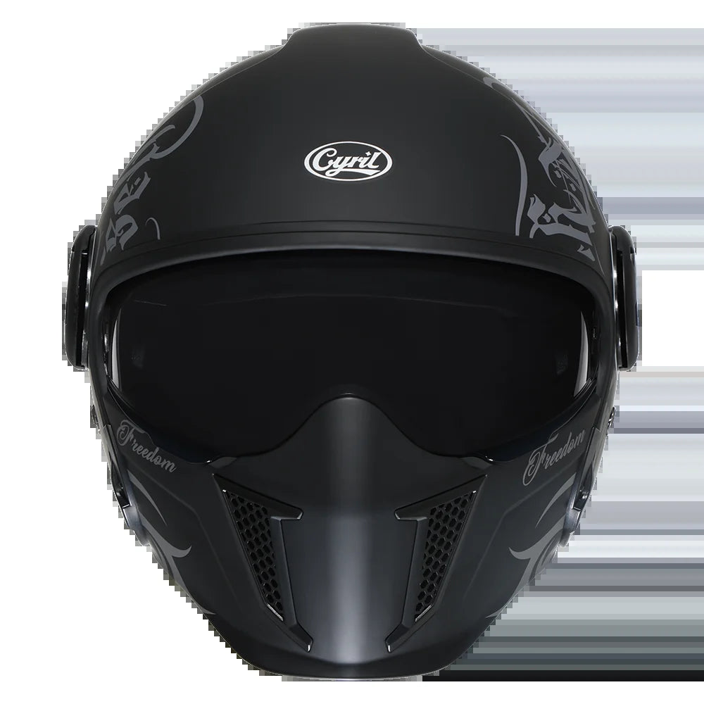Full Face Motorcycle Helmet Retro Moto Helmets with Double Visors DOT ECE APPROVED CYRIL OP12A Adults Modular Open Face Helmet