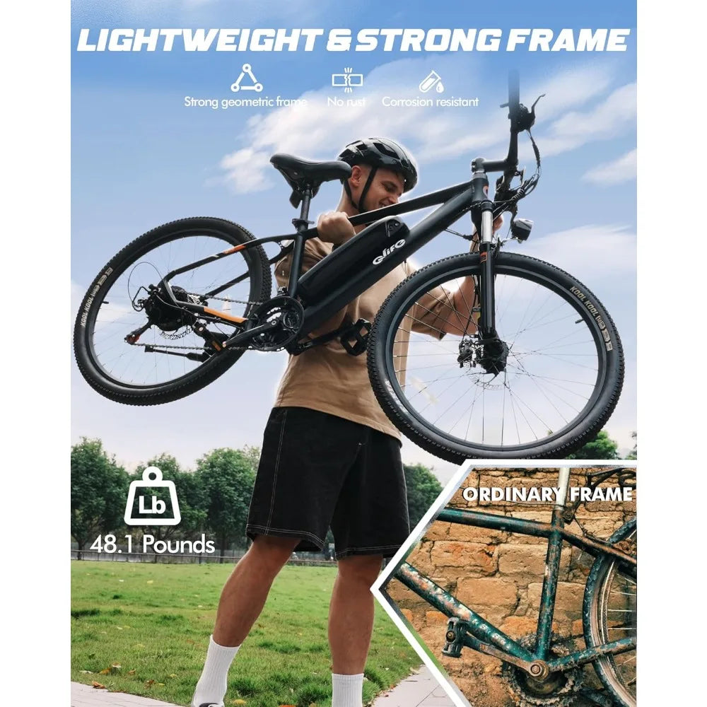 Adult Electric Bicycle -21 Speed Mountain Light Electric Bicycle, Equipped with Peak 750W 22MPH Brushless Motor, 375Wh