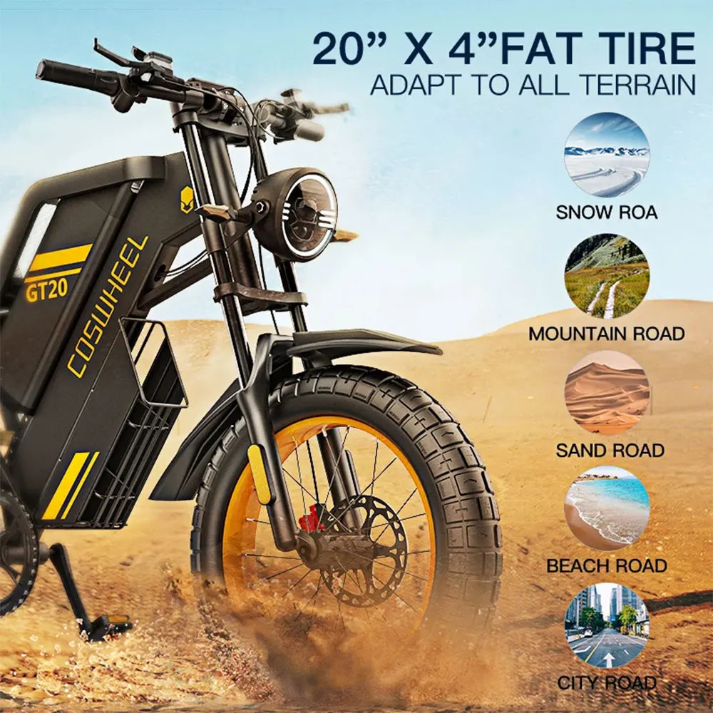 Coswheel Electric Bike Dual Motor GT20 Pro/Gt20 3000W 48V 40AH Mountain Bikes Electric off Road Bike Fat Tires Motorcycle Ebike