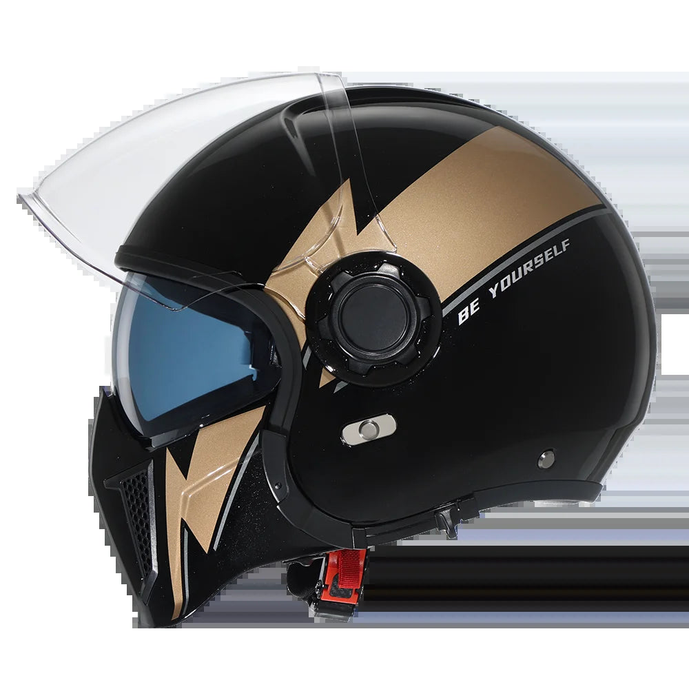Full Face Motorcycle Helmet Retro Moto Helmets with Double Visors DOT ECE APPROVED CYRIL OP12A Adults Modular Open Face Helmet