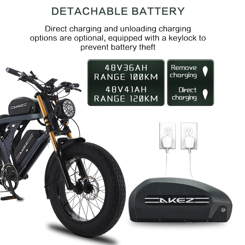 Electric Bicycle 1500W 2000W 4000W 48V High Power Electric Mountain Bike 36/41AH Dual Battery Electric Motorcycle Adult E-Bike
