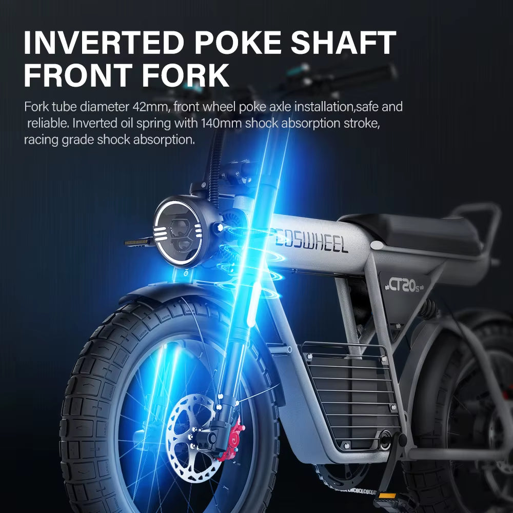 Coswheel Electric Bike CT20S 2000W Motorcyle Drit Bike Ebike 20 Inch Fat Tire Bicycle 60V 27.5AH Bikes Adult Electric Bicycle
