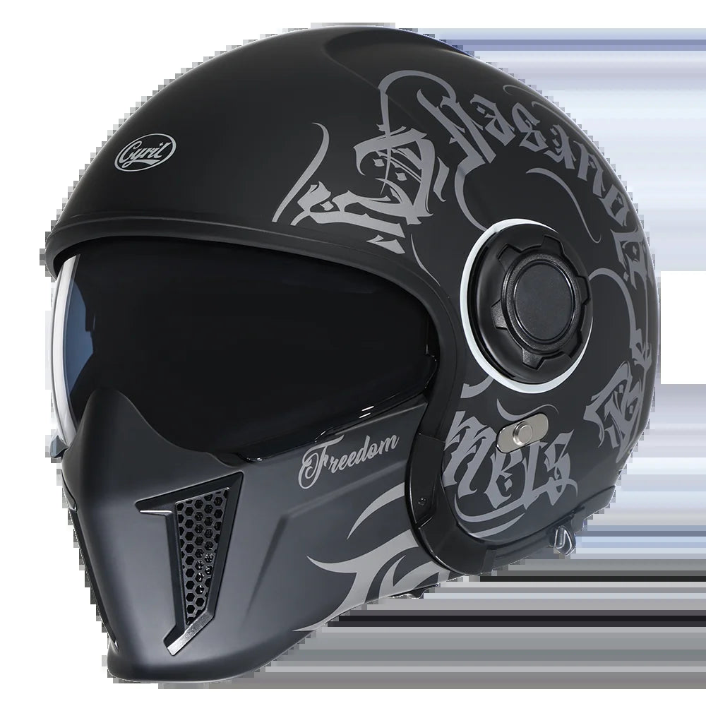 Full Face Motorcycle Helmet Retro Moto Helmets with Double Visors DOT ECE APPROVED CYRIL OP12A Adults Modular Open Face Helmet