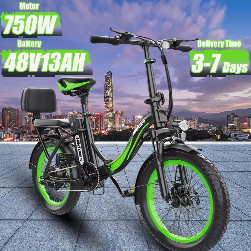 Folding Electric Bike 750W Powerful Motor 48V13AH Waterproof Lithium Battery E Bike Adult Mountain 20 Inch Tire Electric Bicycle